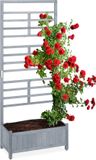 Merkloos Relaxdays Plantenbak met klimrek - Hout - Grijs - 171x71,5x32 cm