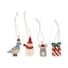Ensemble de 4 suspensions, bois (colombe, souris, cadeau et bonhomme de neige)
