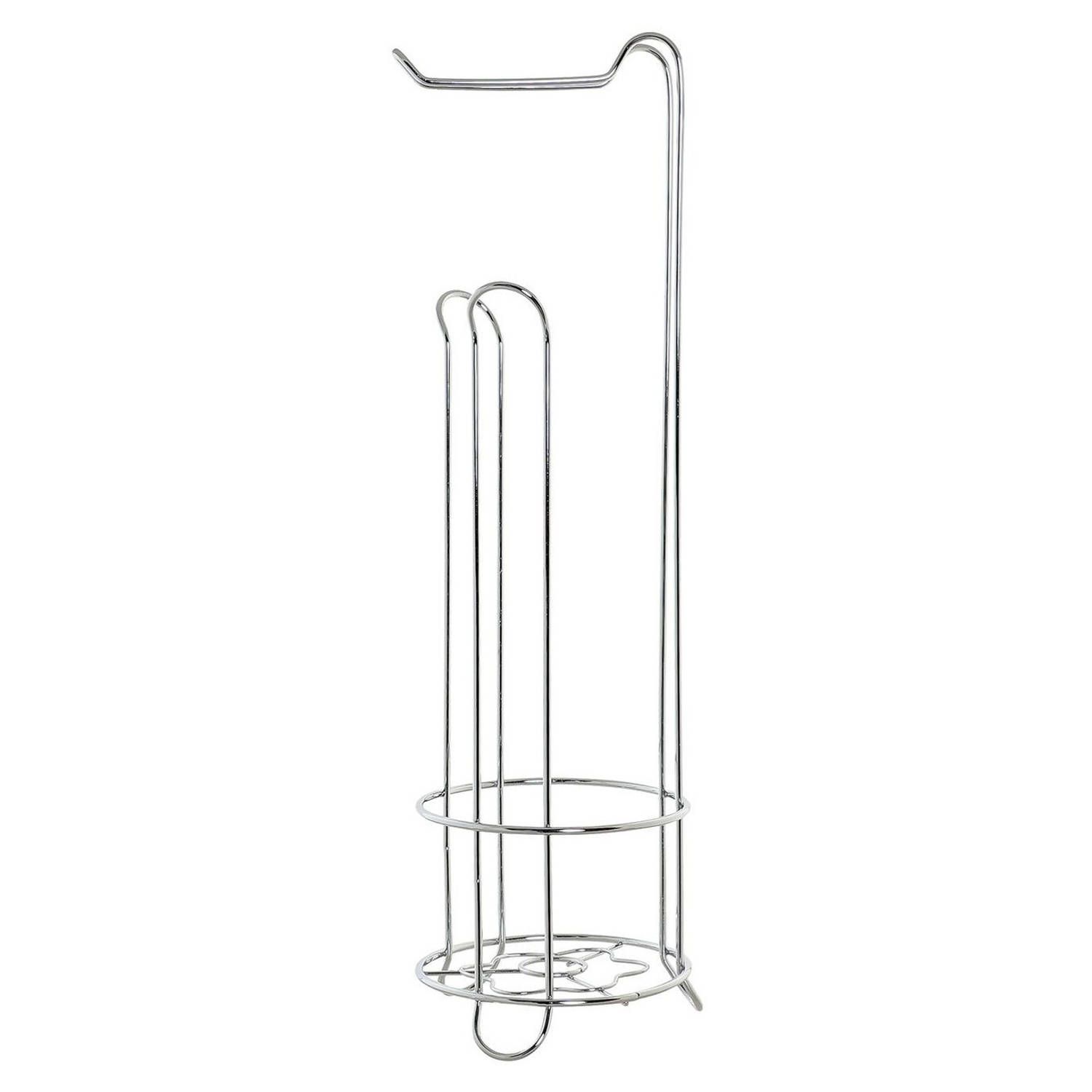 Items Wc/toiletrol houder staand zilver - Toilet/badkameraccessoires - Toilet/badkamerbenodigdheden