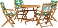 vidaXL 5-delige Tuinset, Bladpatroon, Stof en Massief Hout