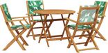 vidaXL 5-delige Tuinset, Bladpatroon, Stof en Massief Hout