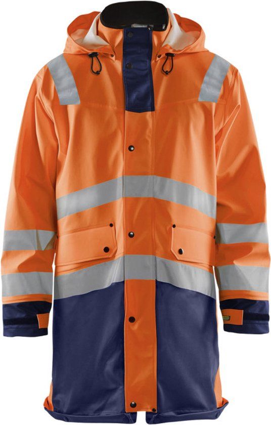 Blåkläder Regenjas Heavy Weight High Vis Oranje/Marineblauw Maat XXXL