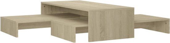 vidaXL Salontafelset 100x100x26,5 cm bewerkt hout sonoma eikenkleurig