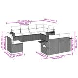VidaXL 8-delige Loungeset met kussens, poly rattan, zwart