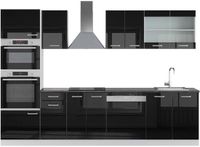 Vicco R-Line Complete keukeneenheid – 300 cm met hoge kast, WB Antraciet Zwart hoogglans/wit