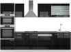 Vicco R-Line Complete keukeneenheid – 300 cm met hoge kast, WB Antraciet Zwart hoogglans/wit