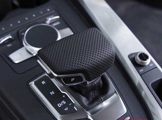 No Name Zwart leder geperforeerd sport pook versnellingspook s-tronic automaat kap voor Audi A4 A5 Q5 Q7 - Luxe Lederen Gear Shifter