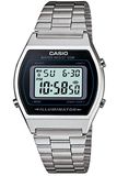 Casio Uniseks digitale kwartshorloge voor volwassenen, met roestvrijstalen armband B640WD1A, zwart/zilver