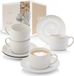 Sänger Korfu tasse à café avec anse et soucoupe - 8 pièces, 4 tasses - 230 ml - grès - crème