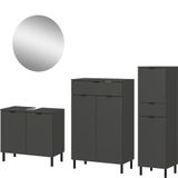 Germania 4-delige badset 9922-547 GW-Arcena, in grafiet, met metalen poten, 184 x 200 x 34 cm (BxHxD)