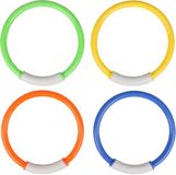 Sunnydays Duikringen - 4x stuks - gekleurd - met opberg zakje - duik spelletjes - zwembad speelgoed