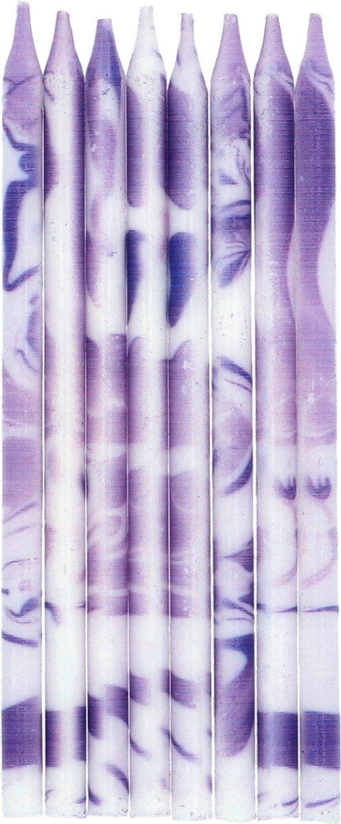 Folat 24196 Taartkaarsen, marmer, paars, 10 cm, 24 stuks