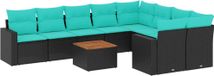 vidaXL 10-delige Loungeset met Kussens Poly Rattan Zwart