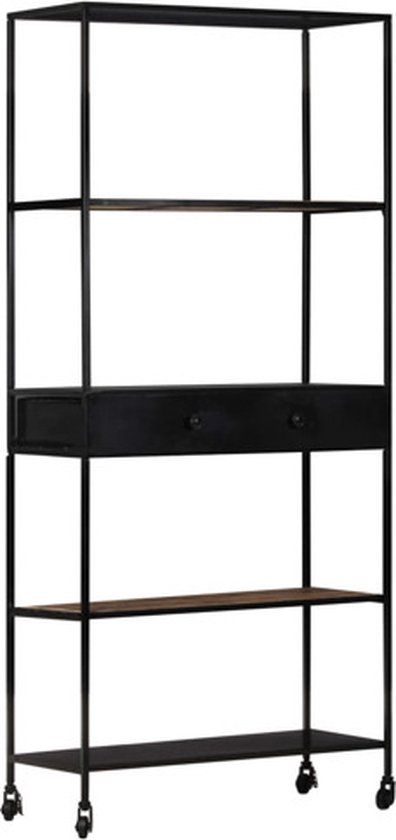 vidaXL Boekenkast 80x35x180 cm ruw mangohout en ijzer