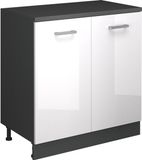 Vicco Keukenkast voor schuine wand R-Line, Wit Hoogglans, 80 cm