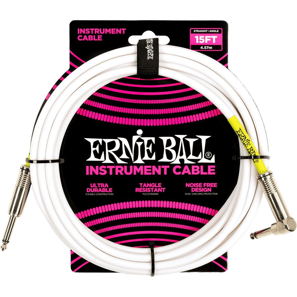 Ernie Ball 6400 instrumentkabel jack mono wit 4.5m