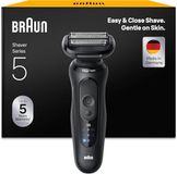 Braun Series 5 Elektrisch scheerapparaat voor heren, scheerapparaat met 50 minuten batterijduur, draadloos nat en droog scheerapparaat voor mannen, waterdicht, Made in Germany, 52-N1000si, zwart