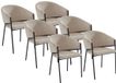 Vente-unique Set van 6 stoelen met armleuningen van ribfluweel en zwart metaal - Crèmewit - ORDIDA
