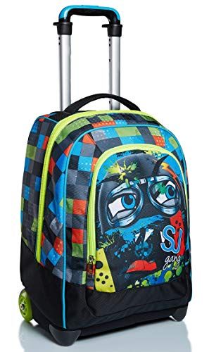 SJ Gang SJ-motief Big Trolley, Zwart, 2-in-1 Rugzak met Cross-over-systeem, School en Reis