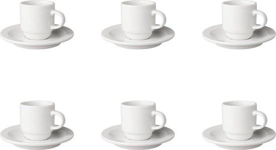 Mammoet Budgetline Kop en schotel - Wit - Porselein - 14 cl - 6 stuks