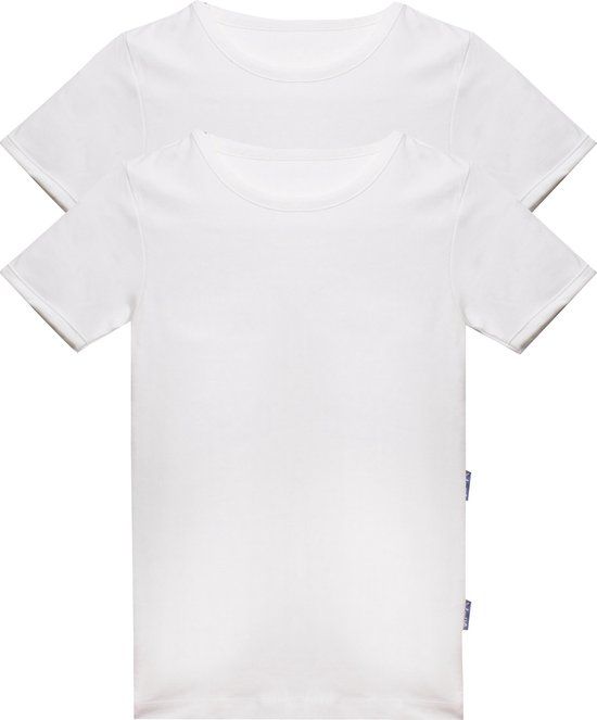 Claesen's T-shirt 2-pack voor jongens van 100% katoen in het wit, maat 116/122