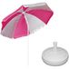 Parasol rose/blanc D120 cm incl. sac de transport pied de parasol 42 cm