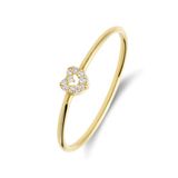 Lucardi Dames 14 karaat geelgouden ring met hart met zirkonia voor dames