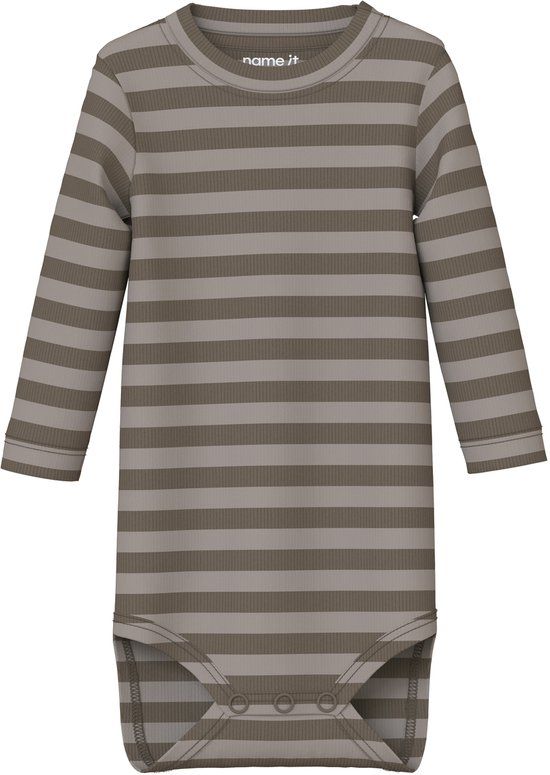 NAME IT Baby NBNBANIO LS BODY NOOS Morel Gestreept Katoen/Modal/Elastaan Maat 86