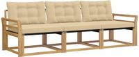 vidaXL Buiten bankenset 3-delig Wit en Beige