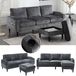 LVHOM Canapé 3 places avec pouf, 196,5 cm. Canapé modulaire avec porte-gobelets et poches latérales. Canapé avec revêtement en chenille et espace de rangement. Ensemble de canapés, gris