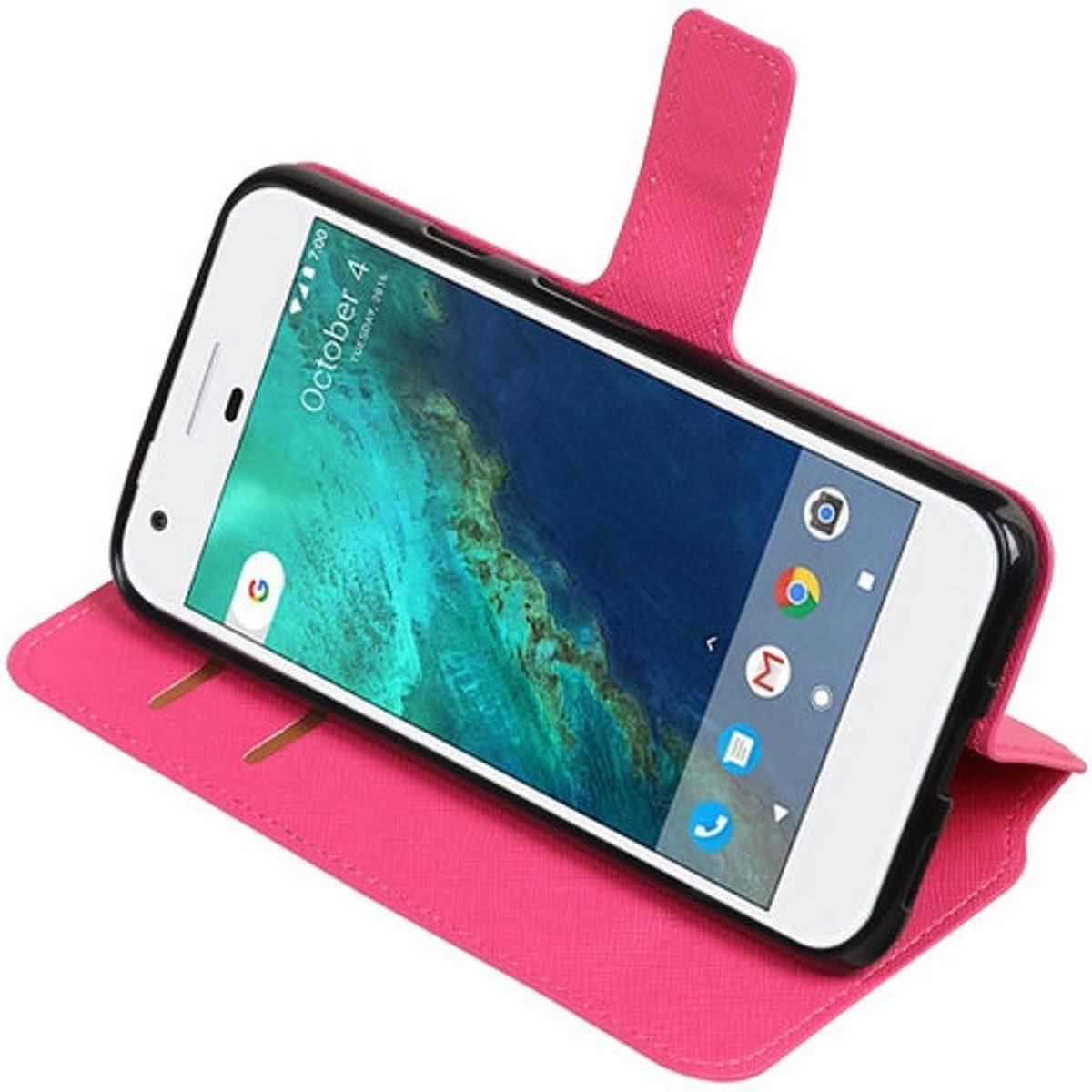 Best Cases Roze Google Pixel XL TPU wallet case booktype hoesje HM Book - 8718883851245