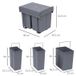40 litres poubelle extensible - Poubelle encastrable pour armoire - 3 seaux amovibles : 2x 10 litres + 1x 20 litres - Métal - Pour le tri des déchets dans la cuisine - Vert olive