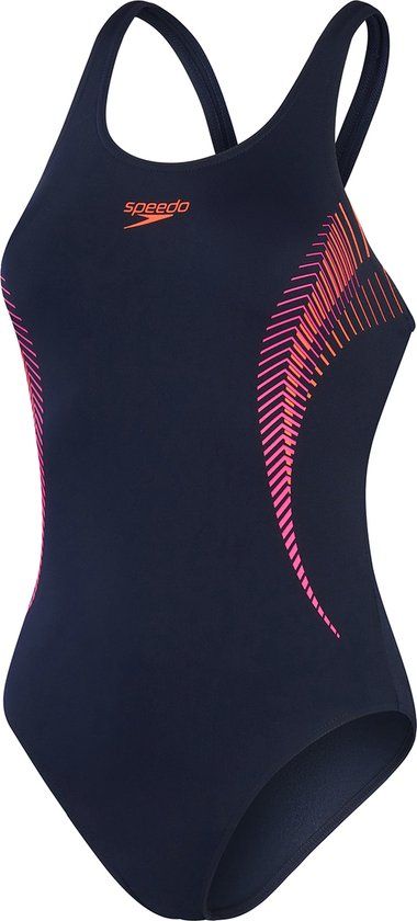 Speedo Placement Muscleback Marine/Roze Dames Sportbadpak - Maat 38 - 00305815617