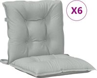 vidaXL Stoelkussens - Lage Rug - Set van 6 - Stof - Lichtgrijs