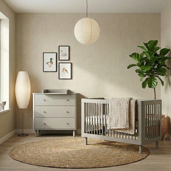 Born Lucky Helsinki Meegroei Babykamer 2 Delig Compleet – Baby bed 70x145 cm & Commode – Beige