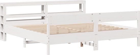 vidaXL Bedframe Massief Grenenhout Wit 200x200 cm