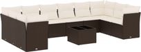 vidaXL 11-delige Loungeset met kussens polyrattan bruin