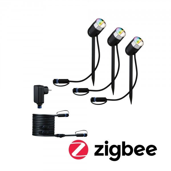 Paulmann Plug & Shine LED Tuinspots Smart Home Zigbee 3.0 Pike Basisset - Antraciet