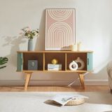 en.casa TV meubel Tysvær 120x40x58 cm naturel en blauw