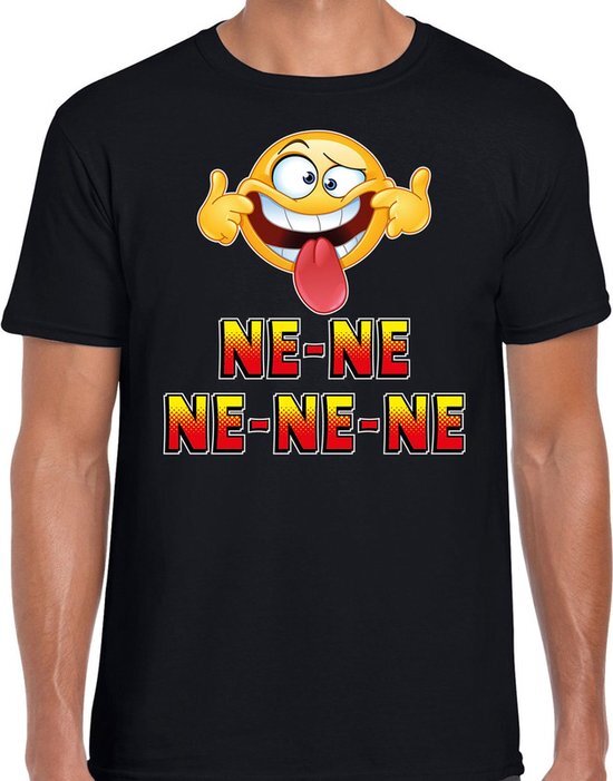 Bellatio Decorations Funny emoticon t-shirt ne-ne-ne-ne-ne zwart voor heren 2XL