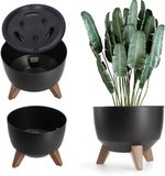 KADAX Bloempot van kunststof met drie insteeksteunen - ronde bloembak, plantenschaal voor balkon, woonkamer - Diameter 24 cm, Zwart