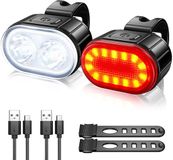 OEM Z Block B.V. Fietslamp - LED-fietslamp - USB-oplaadbaar - Lange batterijduur - Met knipper- of continu brandende stand - Waterdichtheid IPX4 - Fietslamp - Voor- en achterlicht voor mountainbike - Nachtverlichting - Zwart