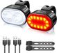 OEM Z Block B.V. Fietslamp - LED-fietslamp - USB-oplaadbaar - Lange batterijduur - Met knipper- of continu brandende stand - Waterdichtheid IPX4 - Fietslamp - Voor- en achterlicht voor mountainbike - Nachtverlichting - Zwart