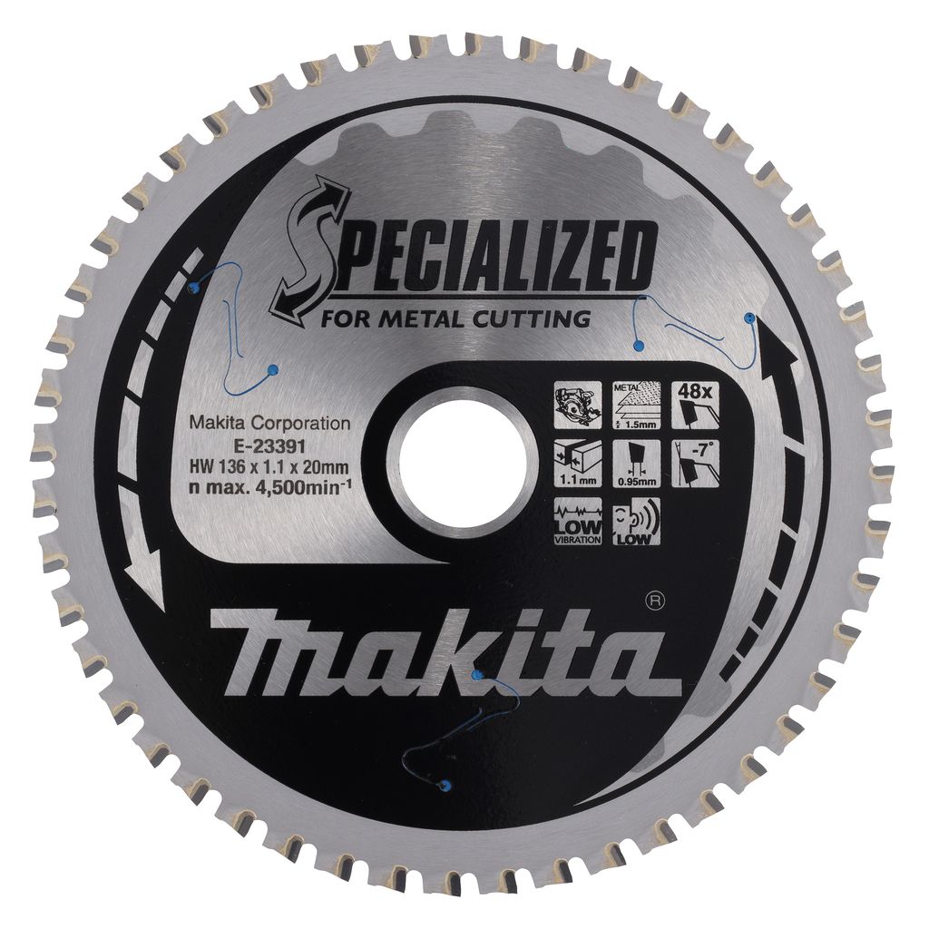 Makita Accessoires Makita Cirkelzaagblad Dun Plaatstaal Specialized | 136x20x1,1 mm | 48T | -7g - E-23391