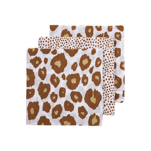 Meyco Meyco hydrofiele doek - set van 3 70x70 cm Panter-Cheetah camel