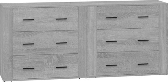 vidaXL Dressoirs 2 st bewerkt hout grijs sonoma eikenkleurig