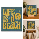 spreuktegel Deco Tile Life Is A Beach - Spreuktegel - Decoratieve Keramische Tegel - Zomers Motief - Wanddecoratie - Flamingo