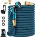 Tuyau d'arrosage extensible flexible sans marque avec 10 positions de pulvérisation et adaptateur de pulvérisation en laiton - bleu - 45m