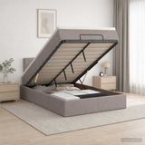 vidaXL Ottoman Bed with Mattress and Headboard Taupe 120 x 200 cm Fabric