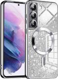 Techsuit Luxury Glitter Back Cover hoesje met MagSafe pour Samsung Galaxy S21 - Zilver